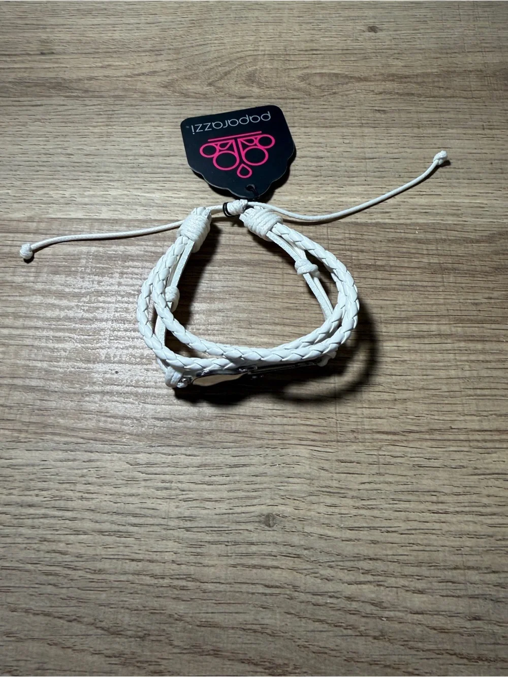 paparazzi White Braided Multi-Strand Adjustable Bracelet